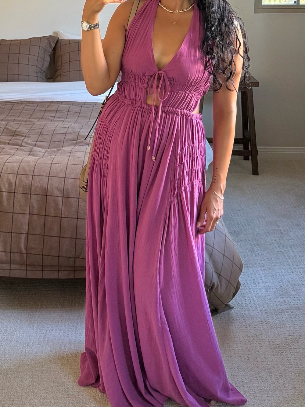 Free People Angel Maxi Dress Halter Maxi Dress in Cactus Rose